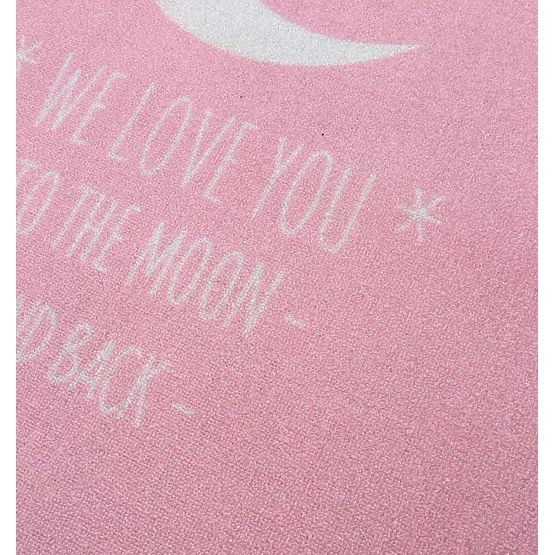 Kinderteppich LOVE YOU MOON rosa/weiß