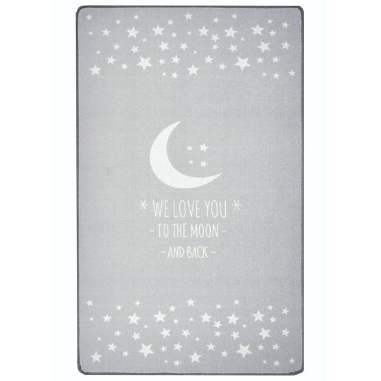 Kinderteppich LOVE YOU MOON - silbergrau/weiß