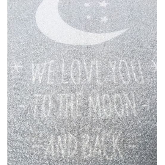 Kinderteppich LOVE YOU MOON - silbergrau/weiß
