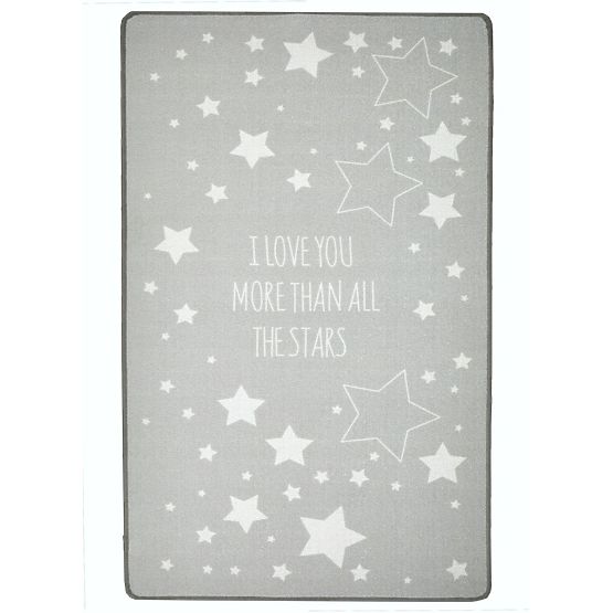 Kinderteppich LOVE YOU STARS - silbergrau/weiß