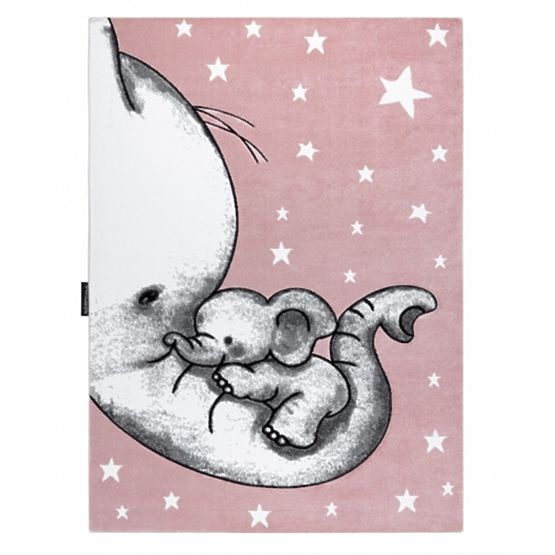 Kinderteppich PETIT - Elefant - rosa-weiß