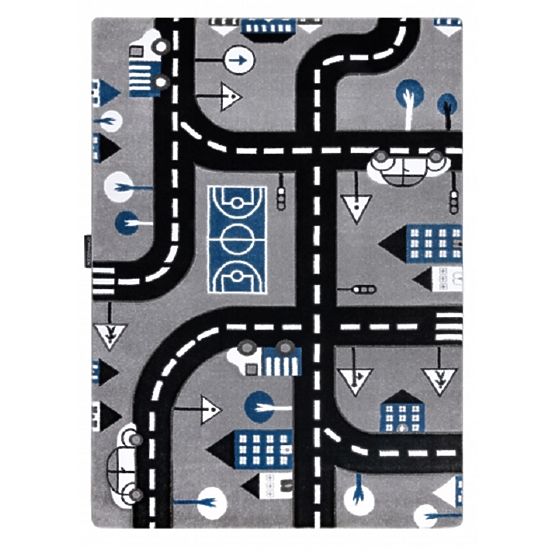 Kinderteppich PETIT - Straßen und Wege - grau