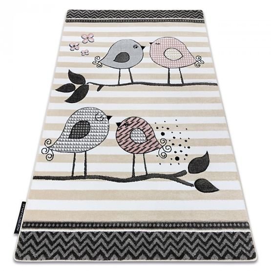 Kinderteppich PETIT - Vögel - beige-weiß