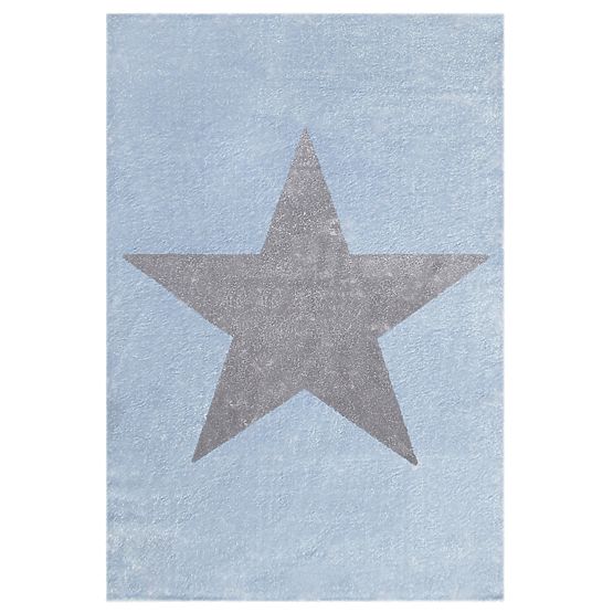 Kinderteppich STAR blau/silber-grau