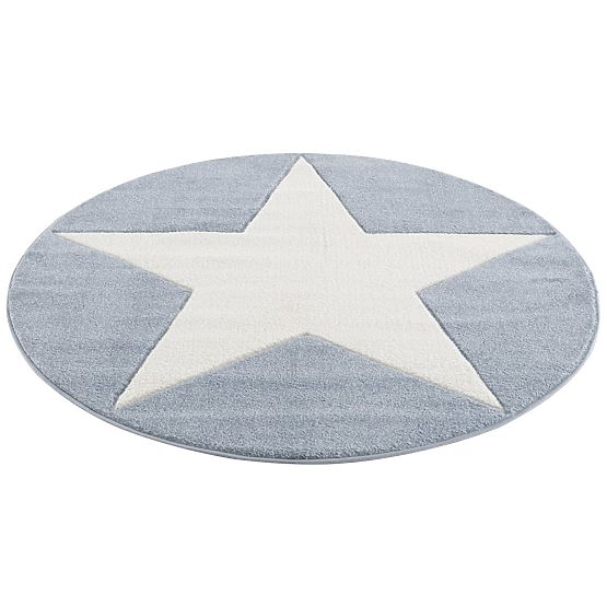Kinderteppich STAR blau/weiß