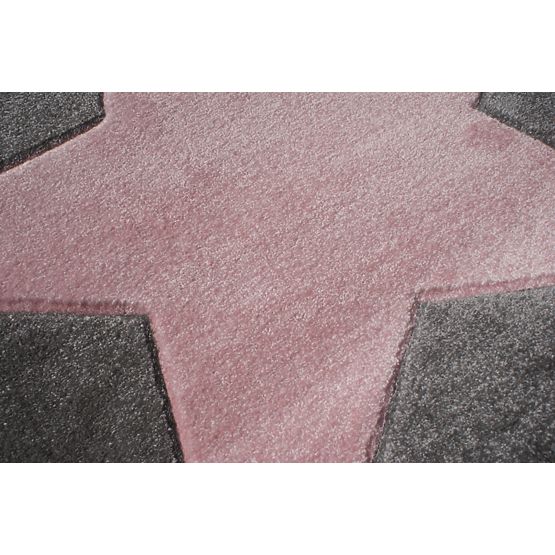 Kinderteppich STAR silber-grau/rosa