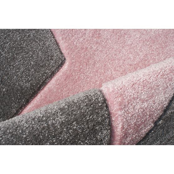 Kinderteppich STAR silber-grau/rosa