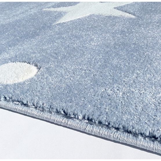 Kinderteppich STARS blau/weiß