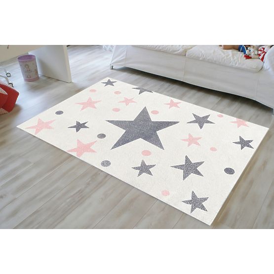 Kinderteppich STARS creme/rosa