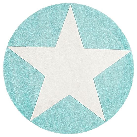 Kinderteppich STARS - rund minze/weiß