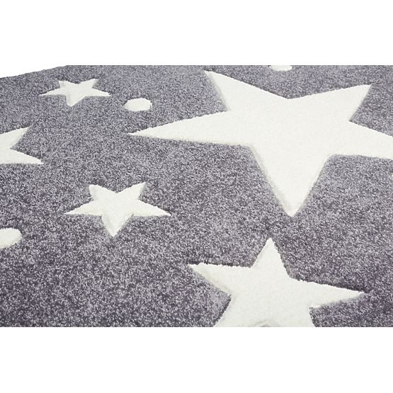 Kinderteppich STARS silber-grau/weiß