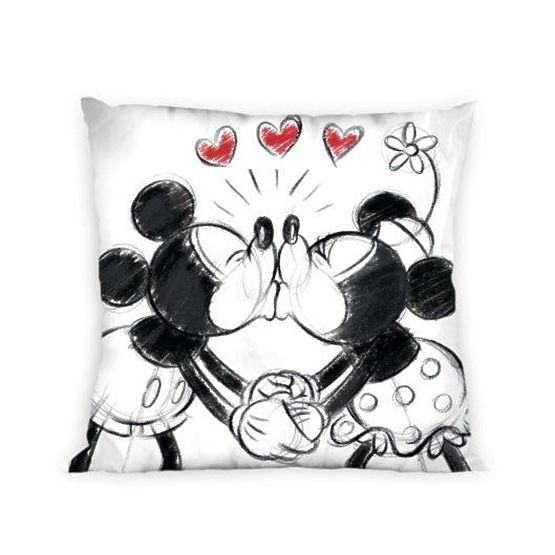 Kissenbezug 40x40 cm - Mickey und Minnie Mouse - schwarz und weiß