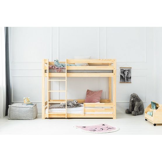 Klassisches Kinder-Etagenbett Mila mit Schutz - Natur