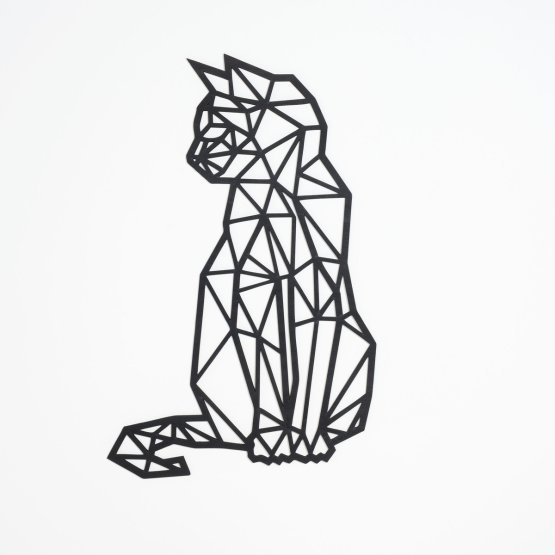 Geometrische Malerei aus Holz - Katze - verschiedene Farben Farbe: Schwarz