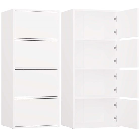 Kommode ALMA WEISS Schrank 4 Türen 4 Regale