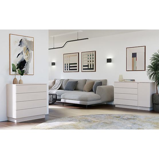 Kommode AMBER 1D4S Schrank 1 Tür 4 Schubladen für Schlafzimmer Wohnzimmer KASCHMIR Beige