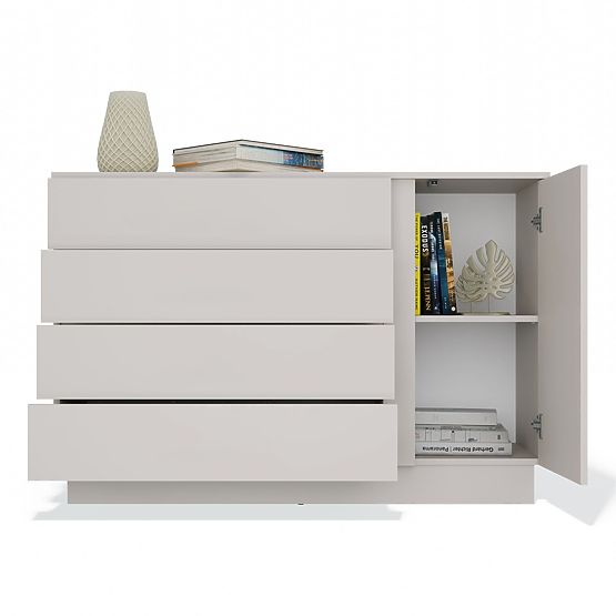 Kommode AMBER 1D4S Schrank 1 Tür 4 Schubladen für Schlafzimmer Wohnzimmer KASCHMIR Beige