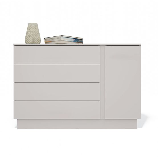 Kommode AMBER 1D4S Schrank 1 Tür 4 Schubladen für Schlafzimmer Wohnzimmer KASCHMIR Beige