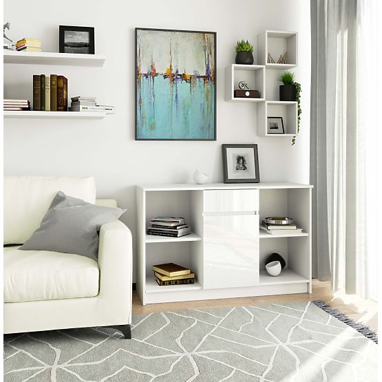 KOMMODE B-17 120 cm 1 SCHUBLADE 1 TÜR PK WEISS / WEISS HOCHGLANZ