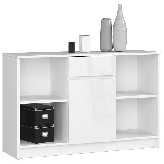 KOMMODE B-17 120 cm 1 SCHUBLADE 1 TÜR PK WEISS / WEISS HOCHGLANZ