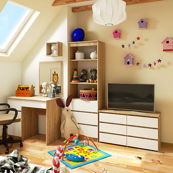 KOMMODE CL100 6SZ PK EICHE SONOMA / WEISS