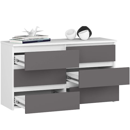 KOMMODE CL100 6SZ PK WEISS / GRAU