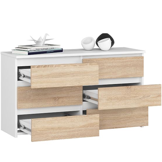 KOMMODE CL100 6SZ WEISS / EICHE SONOMA