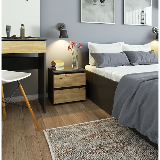KOMMODE CL2 2SZ CLP PK GRAFIT GRAU / EICHE ARTISAN