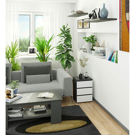 KOMMODE CL3/40 GRAFITGRAU / WEISS