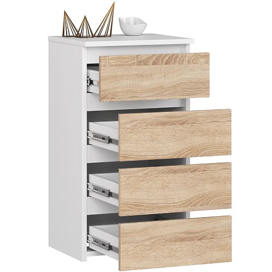 KOMMODE CL4 PK WEISS / EICHE SONOMA