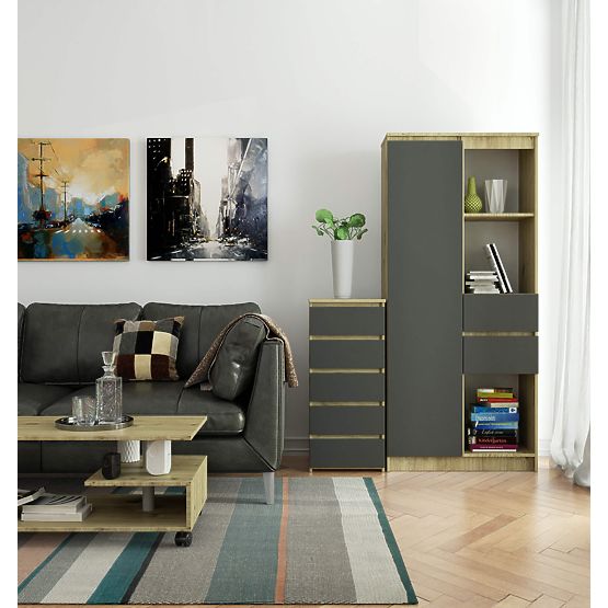 KOMMODE CL5 PK EICHE ARTISAN / GRAU