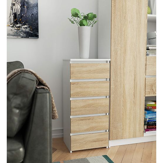 KOMMODE CL5 PK WEISS / EICHE SONOMA