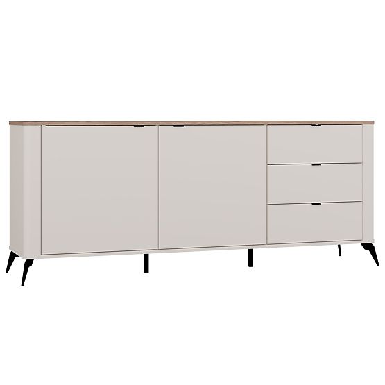 Kommode CORDOBA 2D3S Kaschmir Beige Eiche Castello Schrank 3 Schubladen Soft-Close