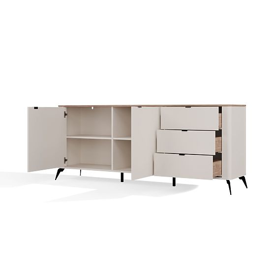 Kommode CORDOBA 2D3S Kaschmir Beige Eiche Castello Schrank 3 Schubladen Soft-Close