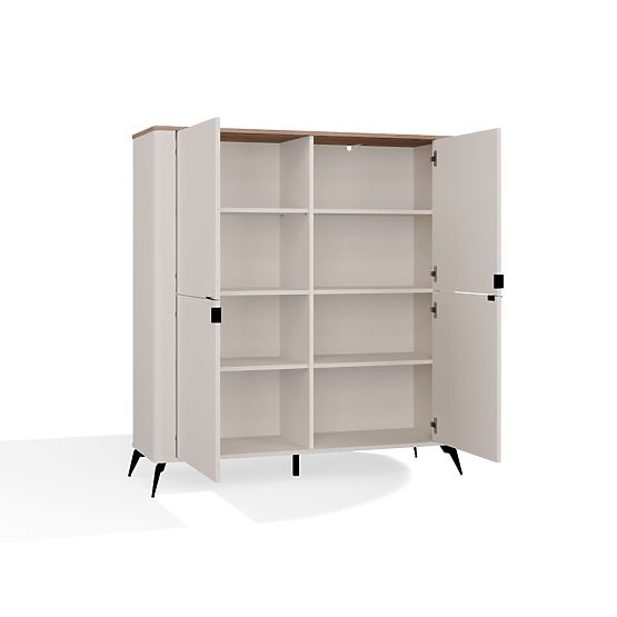 Kommode CORDOBA 4D Kaschmir Beige Eiche Castello Schrank 4 Türen 8 Regale Wohnzimmer