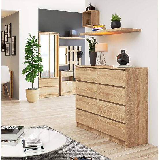 KOMMODE K 120 cm 8 SCHUBLADEN PK EICHE SONOMA