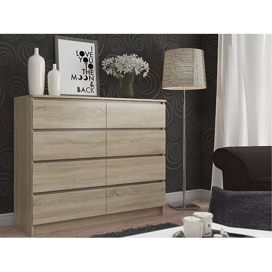 KOMMODE K 120 cm 8 SCHUBLADEN PK EICHE SONOMA