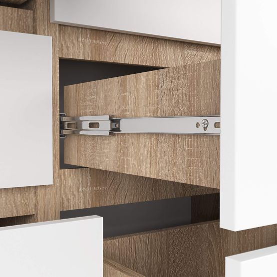 KOMMODE K 120 cm 8 SCHUBLADEN PK SONOMA / WEISS