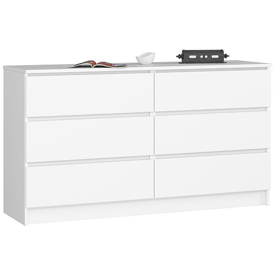 KOMMODE K 140 cm 6 SCHUBLADEN PK WEISS