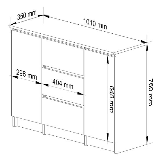 KOMMODE K100 2D 3SZ PK GRAPHIT GRAU / EICHE ARTISAN