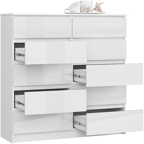 KOMMODE K120 10SZ CLP PK WEISS HOCHGLANZ