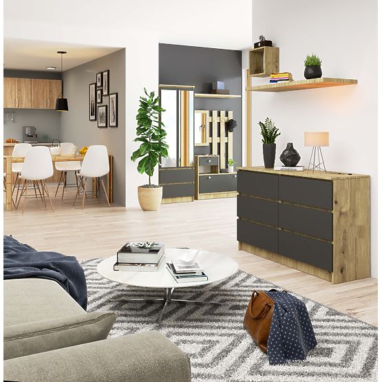 KOMMODE K120 6SZ CLP EICHE ARTISAN / GRAU