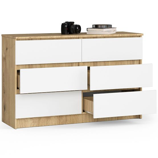 KOMMODE K120 6SZ CLP EICHE ARTISAN / WEISS