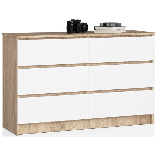 KOMMODE K120 6SZ CLP PK EICHE SONOMA / WEISS