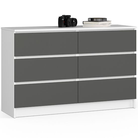 KOMMODE K120 6SZ CLP PK WEISS / GRAU