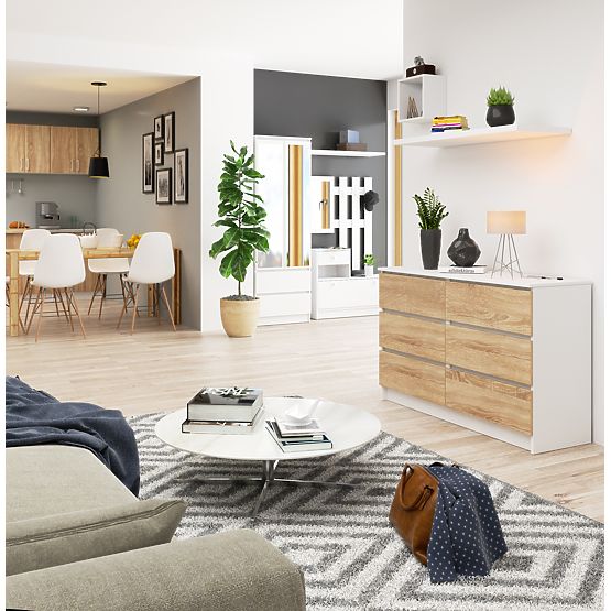 KOMMODE K120 6SZ CLP PK WEISS / SONOMA