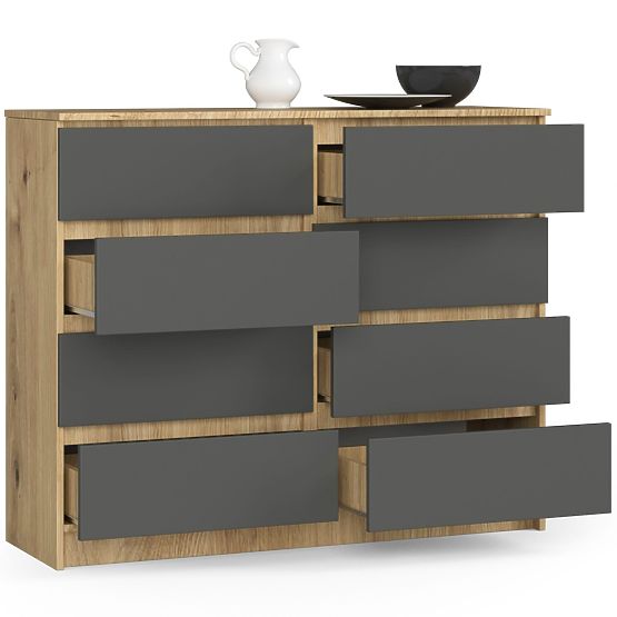 KOMMODE K120 8SZ CLP PK EICHE ARTISAN / GRAU