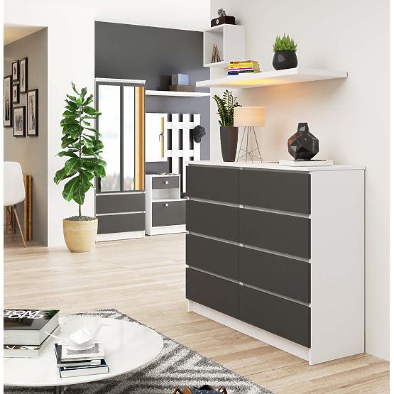 KOMMODE K120 8SZ PK WEISS / GRAU