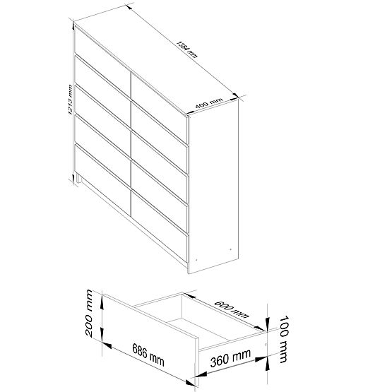 KOMMODE K140 10SZ CLP PK EICHE SONOMA