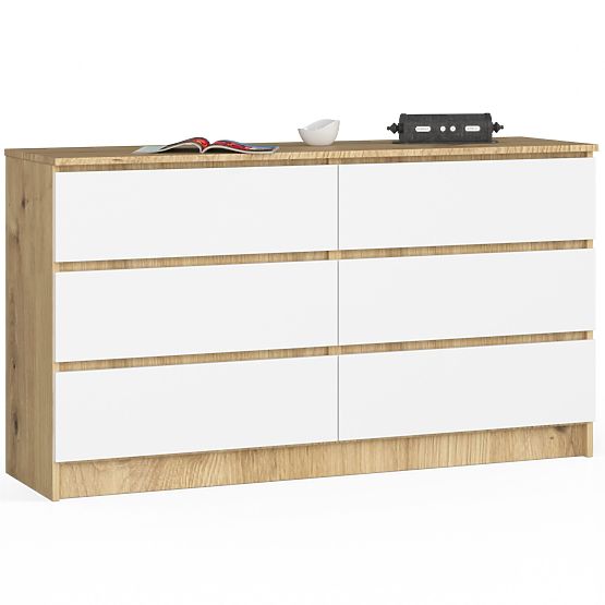 KOMMODE K140 6SZ CLP EICHE ARTISAN / WEISS
